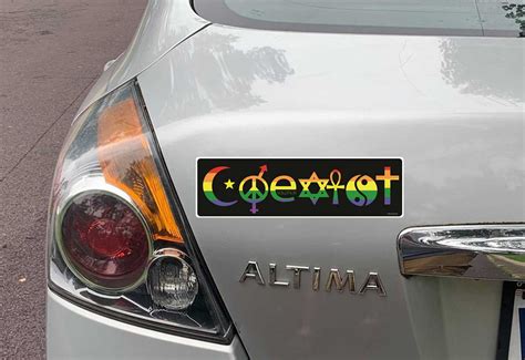 Coexist Lgbt Bumper Sticker Car Magnet Rainbow On Black Car Decal