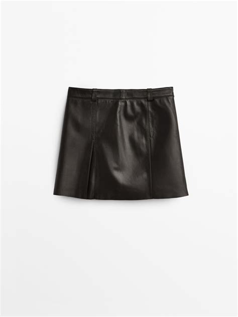 Nappa Leather Mini Skirt With Pleated Detail Editorialist