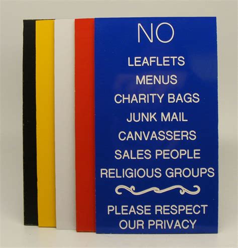 No Leaflets Menus Please Respect Our Privacy Sign 100mm X 175mm