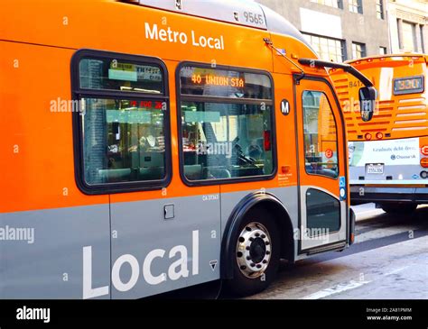 La Metro Local Bus In Downtown Los Angeles Stock Photo Alamy