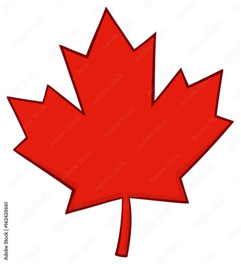 Canadian Red Maple Leaf Line Cartoon Drawing Illustration Isolated On