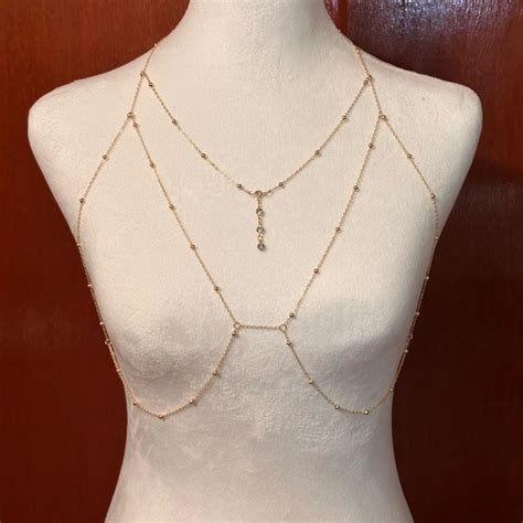 Unbranded Jewelry Golden Chest Chain Body Chain Sexy Bikini Chain Shiny Body Chain Jewelry