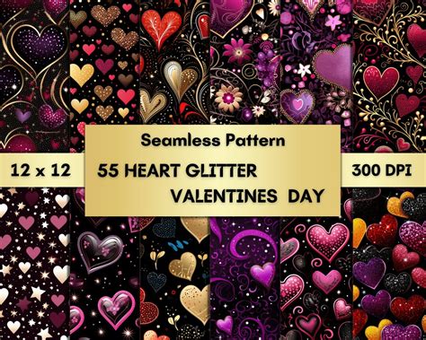 Valentine Love Seamless Pattern Seamless Heart Glitter Valentine S