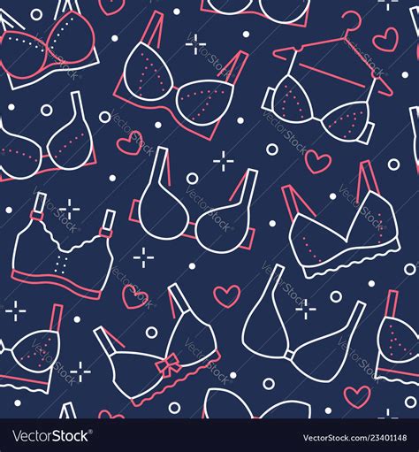 Lingerie Seamless Pattern With Flat Line Icons Vector Image