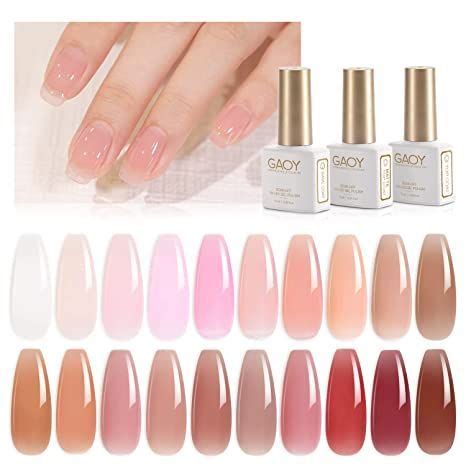 Gaoy Pcs Gel Nail Polish Kit Nude Pink Glitter Uv Gel Nail Polish Set With Glossy Matte