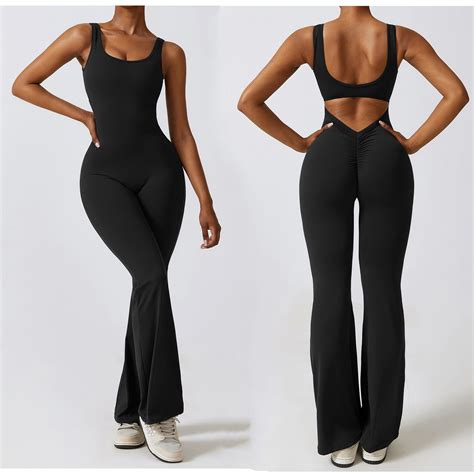 Custom Logo Backless Fashion Yoga One Piece Outfits Athletic Scrunch