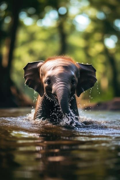 Premium AI Image | a baby elephant in water