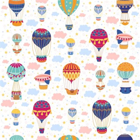 Seamless Pattern With Beautiful Hot Air Balloon Vector Image