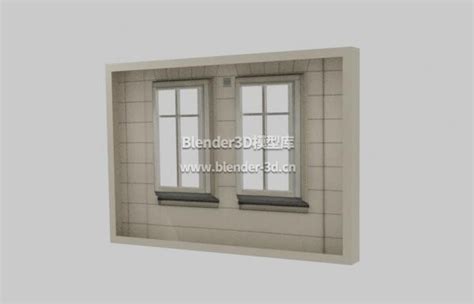 Blender 浅色墙壁窗子窗套立面3d模型素材资源免费下载 Blender3d模型库