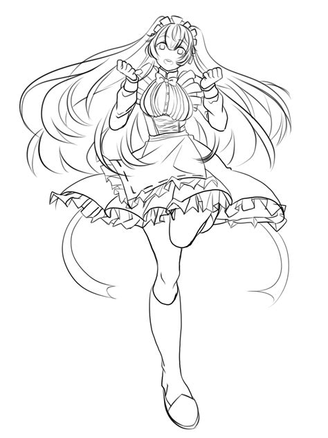 Anime Girl Lineart By Roughrabbit On Deviantart