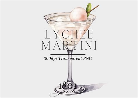 Lychee Martini Graphic Illustration Clipart Digital Download