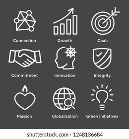 Company Core Values Outline Icons Websites Stock Vector Royalty Free