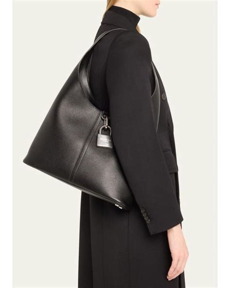 Balenciaga Locker Medium Leather Hobo Bag In Black Lyst