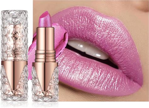 Amazon Metallic Glitter Nude Pink Lipstick Long Lasting Diamond High Shine Shimmer Liquid