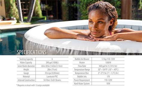 Intex Purespa Greywood Deluxe X Outdoor Portable Inflatable Person Round Hot Tub Spa