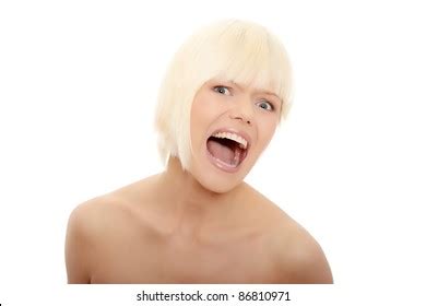Portrait Gorgeous Blonde Female Screaming Isolated Stock Photo Shutterstock
