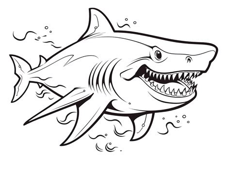 Dynamic Tiger Shark Depiction - Coloring Page