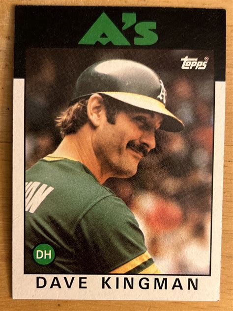 1986 Topps Dave Kingman Baseball Card 410 Athletics Dh Mid Grade Oc