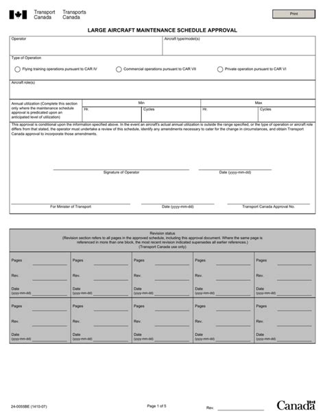 LARGE AIRCRAFT MAINTENANCE SCHEDULE APPROVAL