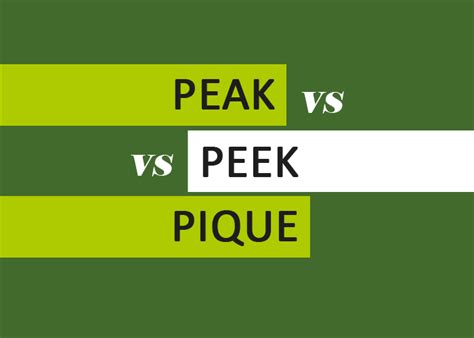 Peak vs. Peek vs. Pique