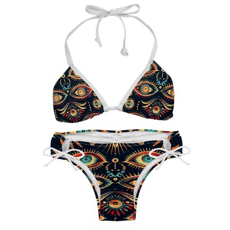 Sexy Women S String Bikini Set Art Eyes Of Angel Print Two Piece Triangle Bathing Suit Swimsuits