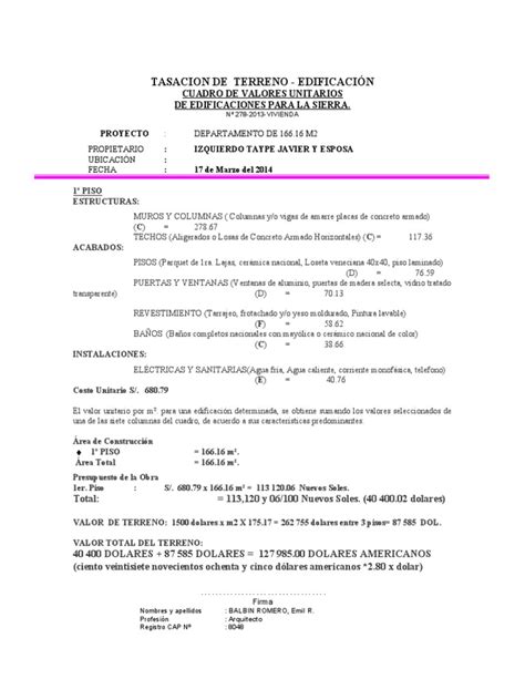 Tasacion De Terreno 2 Ultimo 1500 Xm2 Pdf Ingeniero Civil