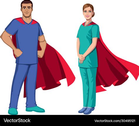 Nurse Superheroes On White Royalty Free Vector Image