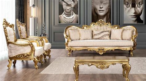 Casa Padrino Luxus Barock Wohnzimmer Set Cremefarben Gold Barock