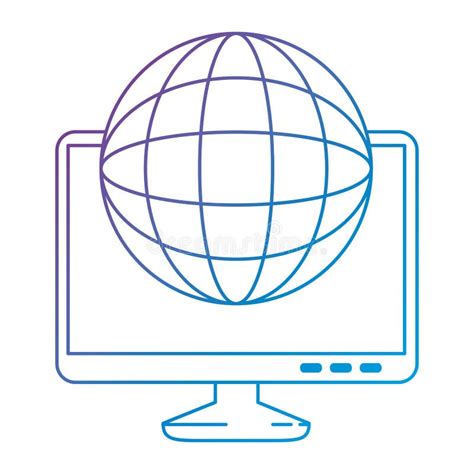 Monitor Computer With Planet Stock Illustration Illustration Of