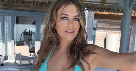 Liz Hurley Branded Yummy Mummy As She Strips To Tiny Green Thong Bikini Daily Star