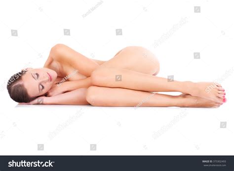Portrait Naked Woman Lying Over White Stock Photo 373302493 Shutterstock