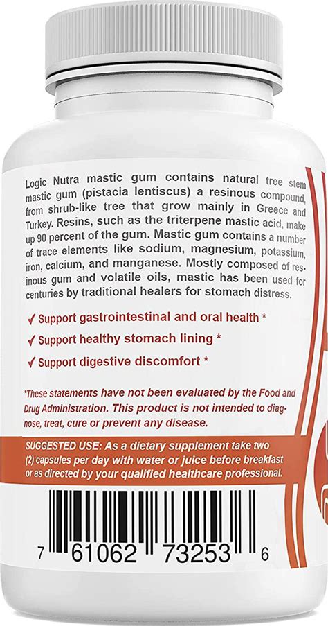 Logic Nutra Premium Mastic Gum 1000 Mg Supports Gastrointestinal Healt