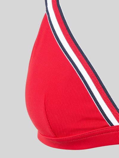 Kup online TOMMY HILFIGER Top bikini na wąskich ramiączkach czerwony