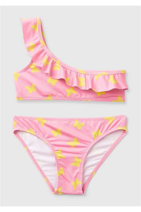 United Colors Of Benetton K Z Ocuk Pembe Mix Tamam Desenli G S F Rf Rl Tek Omuzlu Bikini