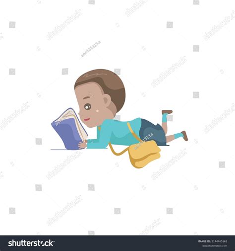 Boy Lying Down Reading Book Stock Vector Royalty Free 2144465161
