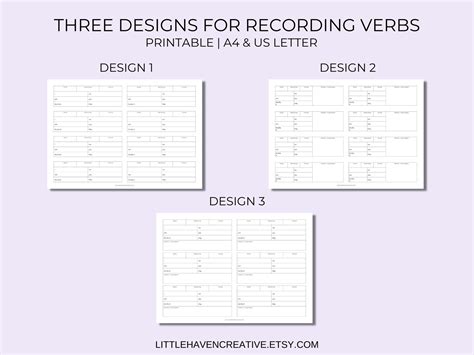 English Verb Practice Landscape Horizontal Verb Study And Practice Pack