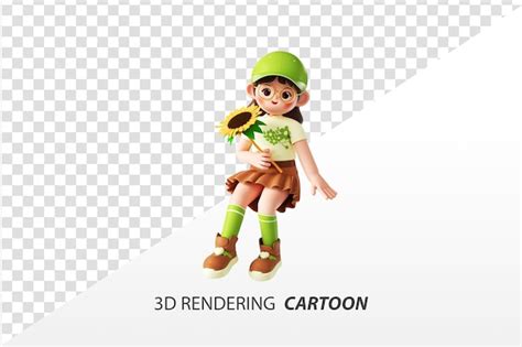 Garota De Desenho Animado De Renderização 3d Psd Premium