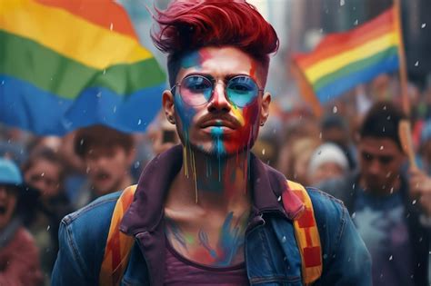 Premium AI Image Gay Pride Month AI Generated High Quality Realism Portrait