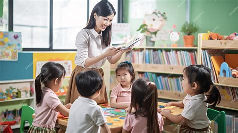 Premium AI Image | Photo of kids learning in classroom with teacher