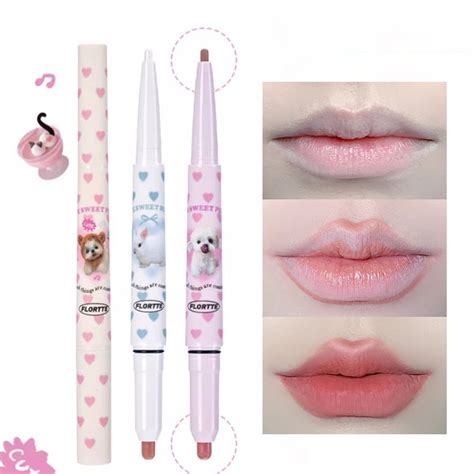 Flortte Makeup Dual Ended Lip Liner Set Lipstick Pencil Nude Matte Waterproof Lip Colour