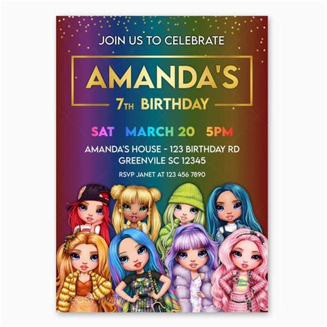 Rainbow High Birthday Invitation – Easy Inviting