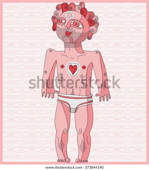 Vector Lined Illustration Nude Man Adam Stock Vector Royalty Free 373844140 Shutterstock