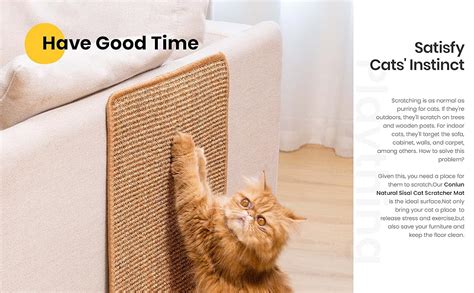 Conlun Cat Scratcher Mat Natural Sisal Cat Scratch Pad Horizontal Floor