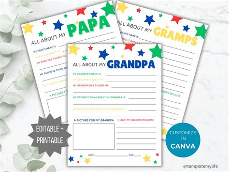 grandpa printable fathers day gift idea papa
