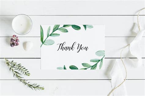 Greenery Thank You Cards Minimalist Simple Wedding Bridal Shower Party