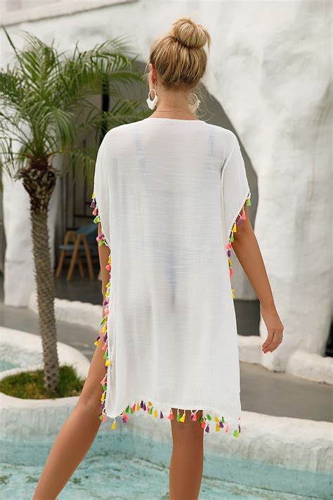 Sexy Women Loose Beach Dress Tunic Solid Bikini Cover Up Swimsuit Beachwear Swimwear
