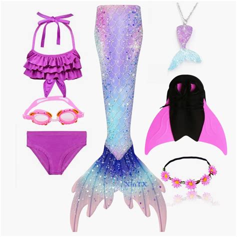 Traje De Ba O De Cola De Sirena Con Monoaleta Para Ni As Hermoso Bikini
