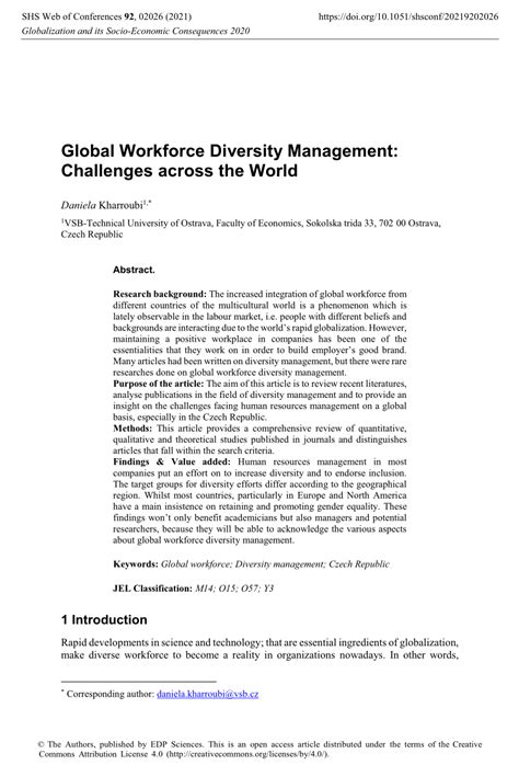 (PDF) Global Workforce Diversity Management: Challenges across the World