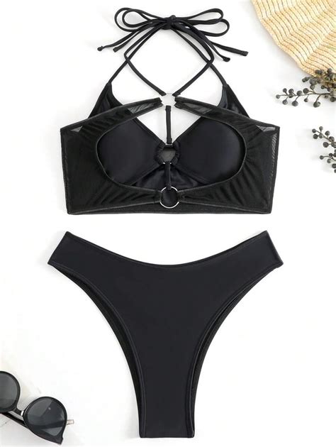 SHEIN SXY Ring Linked Halter Bikini Set For Summer Beach SHEIN USA