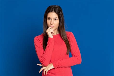 Premium Photo Attractive Brunette Girl In Studio